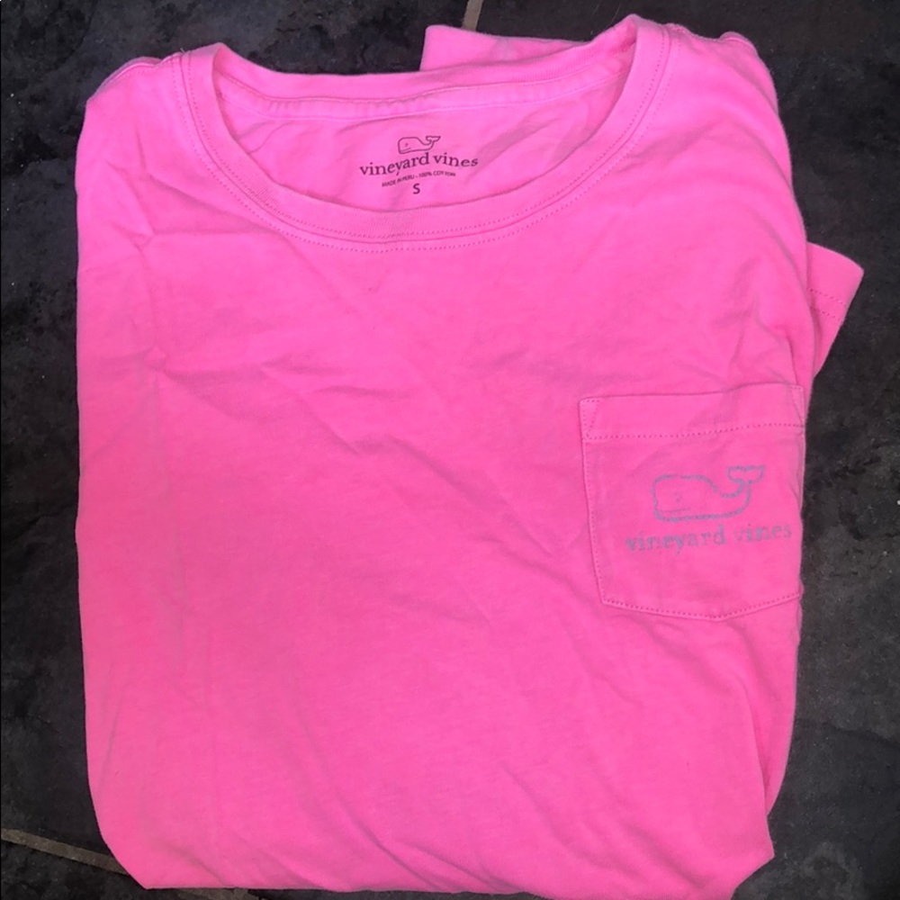 vineyard vines hot pink long sleeve tee